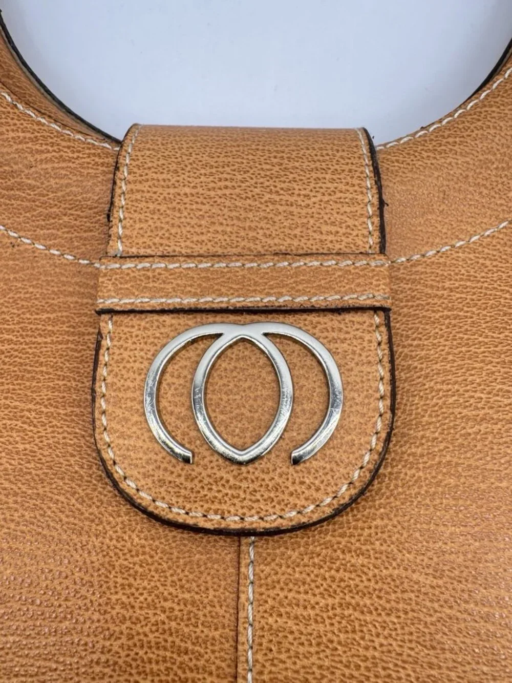 Vintage Minicci Faux Leather Double Strap Hobo Shoulder Handbag Bag Camel